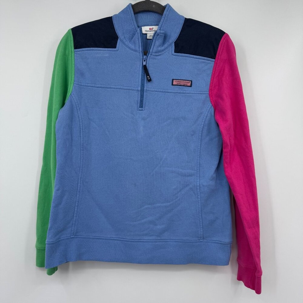 VINEYARD VINES color block  Quarter Zip sweatshirt Cotton woman’s size Medium b